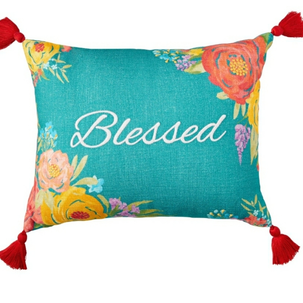 Pioneer Woman Blessed Throw Pillow-NEW